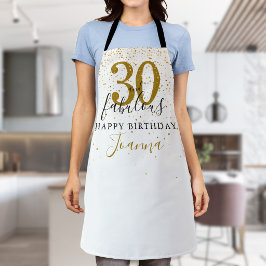 30歳の誕生日おめでとう ゴールドとブラック エプロン