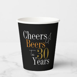 30歳の誕生日おめでとう ビールパーティー ブラックゴールド 紙コップ