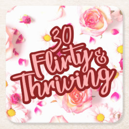 30歳の誕生日おめでとう フラーティーで元気いっぱい ピンク スクエアペーパーコースター
