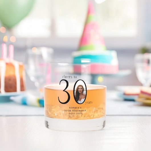 30歳の誕生日おめでとう ミニマルフォト ウイスキーグラス (インサイチュ (バースデー))