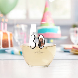 30歳の誕生日おめでとう ミニマルフォト ステムなしワイングラス