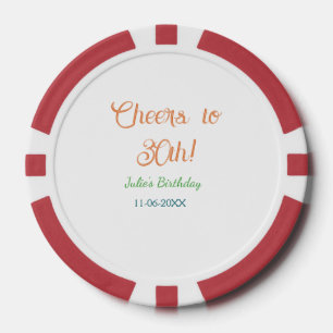 30歳の誕生日おめでとう 名前 日付 オレンジ 緑 青 ポーカーチップ