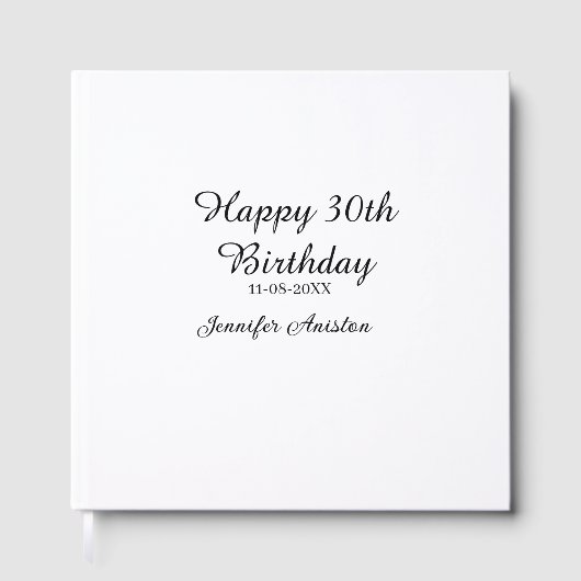 30歳の誕生日おめでとう 名前 日付 シンプル ゲストブック (正面)