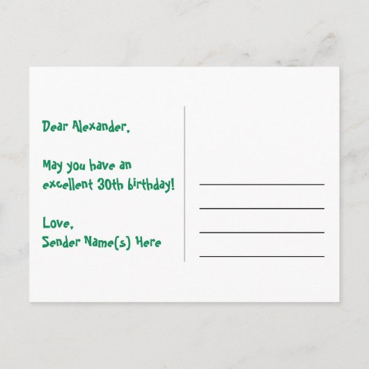 30歳の誕生日おめでとう - 楽しい花火柄 + レインボー30 ポストカード (裏面)