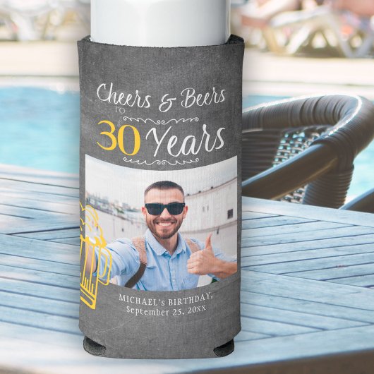 30歳の誕生日おめでとう！男性の写真 スリム缶クーラー