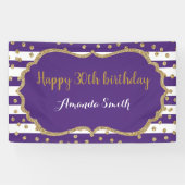30歳の誕生日おめでとう。紫と金ゴールドグリッター 横断幕 (横)