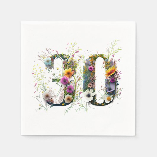 30歳の誕生日おめでとう 野の花 スタンダードカクテルナプキン (正面)