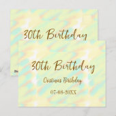 30歳の誕生日おめでとう!黄色とオレンジの水彩でお祝い ポストカード (正面/裏面)