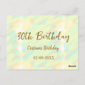 30歳の誕生日おめでとう!黄色とオレンジの水彩でお祝い ポストカード (裏面)