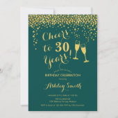 30歳の誕生日おめでとう 30年の喜び - エメラルドグリーン 招待状 (正面)