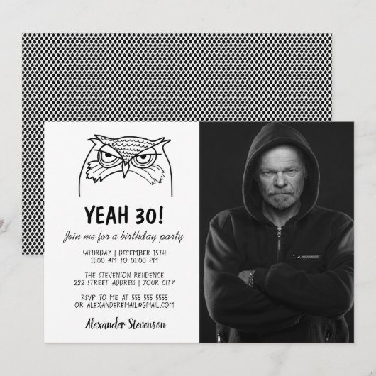 30歳の誕生日おもしろ写真 招待状 (正面/裏面)