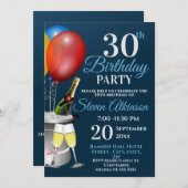 30歳の誕生日お祝いきらめくワインパーティー 招待状 (正面/裏面)