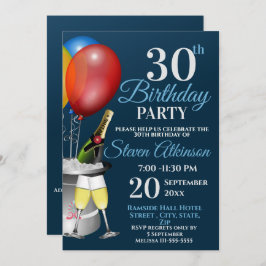 30歳の誕生日お祝いきらめくワインパーティー 招待状
