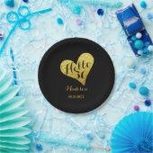 30歳の誕生日こんにちは30ブラックとフェイク金ゴールドハート ペーパープレート (パーティー)