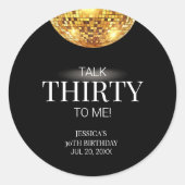 30歳の誕生日とブラックと金ゴールド ラウンドシール (正面)