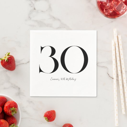 30歳の誕生日と白黒 スタンダードカクテルナプキン (インサイチュ)