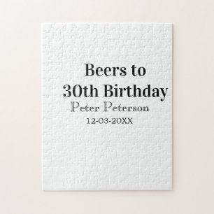 30歳の誕生日におしゃれな名前の日付の男性のためのシンプルなビール ジグソーパズル