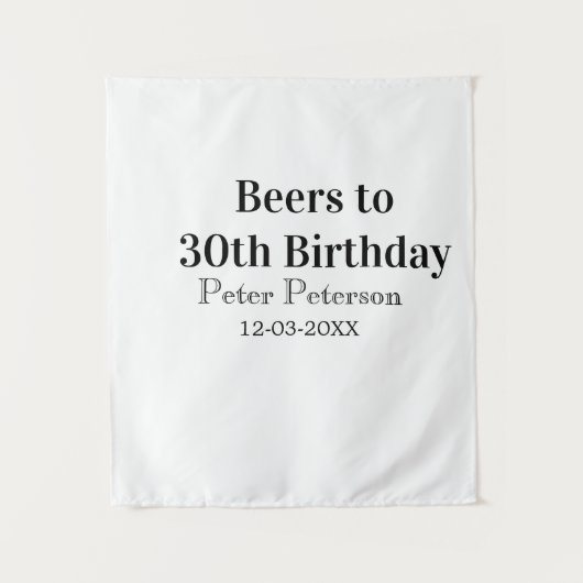 30歳の誕生日におしゃれな名前の日付の男性のためのシンプルなビール タペストリー (正面)