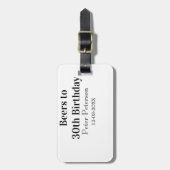 30歳の誕生日におしゃれな名前の日付の男性のためのシンプルなビール ラゲッジタグ (正面縦)