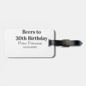 30歳の誕生日におしゃれな名前の日付の男性のためのシンプルなビール ラゲッジタグ (裏面横)