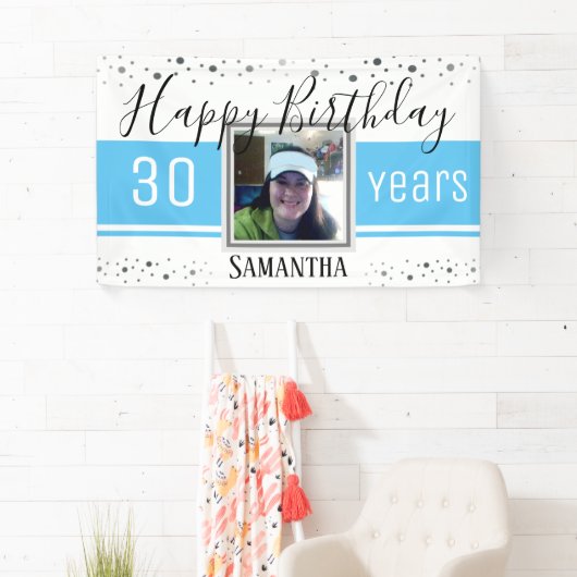 30歳の誕生日におめでとうはっきりした紙吹雪バナー 横断幕 (インサイチュ)