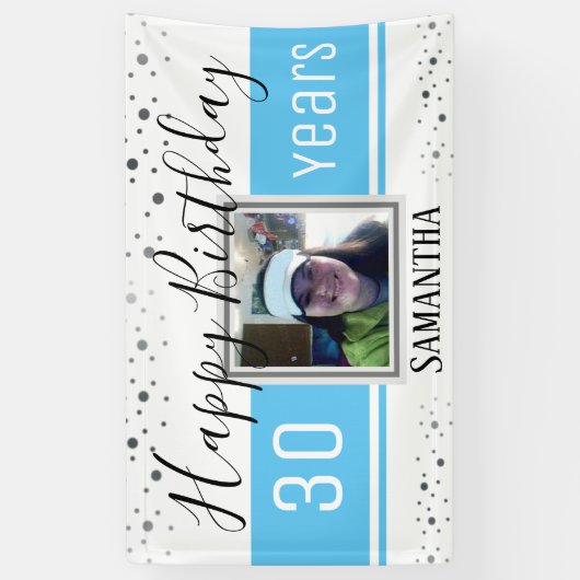 30歳の誕生日におめでとうはっきりした紙吹雪バナー 横断幕 (縦)