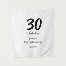 30歳の誕生日にお名前と日付と年と黒 タペストリー