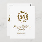 30歳の誕生日にお名前と日付と年を追加 ゴールドの花 テキサス ポストカード (正面/裏面)