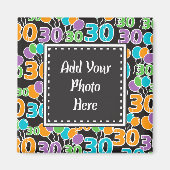 30歳の誕生日に写真の吹き出しパターカラフルンを追加 マグネット (正面)
