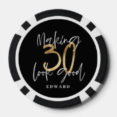 30歳の誕生日のお願いパーソナライズされたギフトブラック金ゴールド ポーカーチップ (裏面)