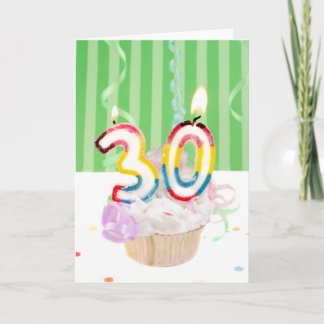 30歳の誕生日のカップケーキ（ろうそくあり） カード