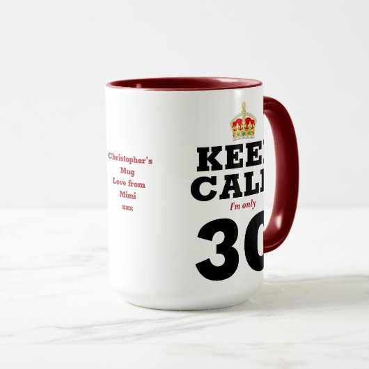 30歳の誕生日のカ保ームアドメッセージおもしろい マグカップ (正面右)