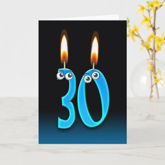 30歳の誕生日のキャンドル カード (黄色い花)