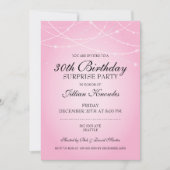 30歳の誕生日のサプライズパーティーピンクのストリングライト 招待状 (正面)