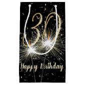 30歳の誕生日のスパークラオンブラック スモールペーパーバッグ (正面)