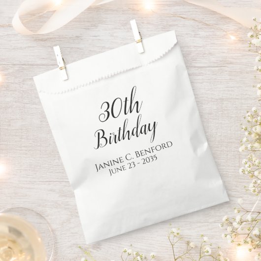 30歳の誕生日のパーティーパーソナライズされたお気に入りバッグ フェイバーバッグ (クリップ留めされた状態)