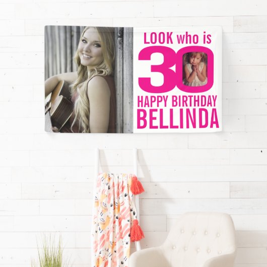 30歳の誕生日のピンク色の写真が今は30カスタム枚の写真 横断幕 (インサイチュ)