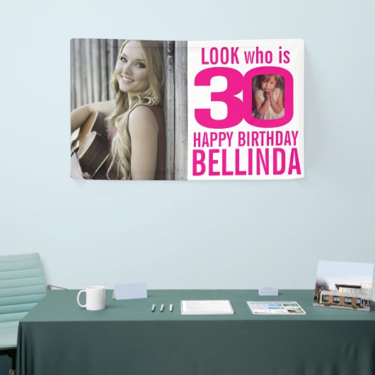 30歳の誕生日のピンク色の写真が今は30カスタム枚の写真 横断幕 (トレードショー)