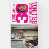 30歳の誕生日のピンク色の写真が今は30カスタム枚の写真 横断幕 (縦)