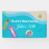 30歳の誕生日のプールパーティーバナー 横断幕 (横)