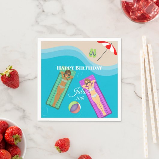 30歳の誕生日のプールパーティー スタンダードカクテルナプキン (インサイチュ)