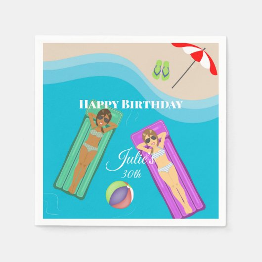 30歳の誕生日のプールパーティー スタンダードカクテルナプキン (正面)