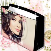 30歳の誕生日の写真こんにちは30ブラック ラージペーパーバッグ