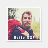 30歳の誕生日の写真こんにちは30人の男性 スタンダードカクテルナプキン (正面)