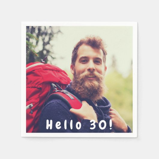 30歳の誕生日の写真こんにちは30人の男性 スタンダードカクテルナプキン (正面)