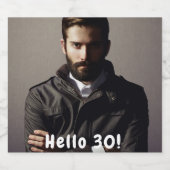 30歳の誕生日の写真こんにちは30人の男性 スパークリングワインラベル (シングルラベル)