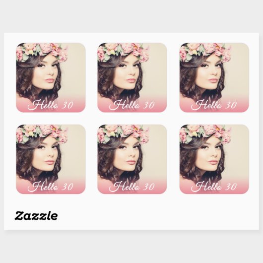 30歳の誕生日の写真こんにちは30歳の女性 スクエアシール (シート)