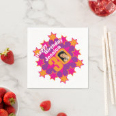 30歳の誕生日の写真と名前ピンクスターナプキン スタンダードカクテルナプキン (インサイチュ)