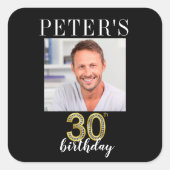 30歳の誕生日の写真のラベル スクエアシール (正面)