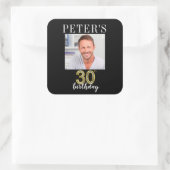 30歳の誕生日の写真のラベル スクエアシール (バッグ)